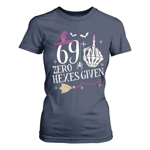 70th Birthday Halloween T Shirt For Women 69 Plus Middle Finger Zero Hexes Given Gift For Women TS14 Navy Print Your Wear