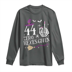 45th Birthday Halloween Long Sleeve Shirt 44 Plus Middle Finger Zero Hexes Given Gift For Women TS14 Dark Heather Print Your Wear