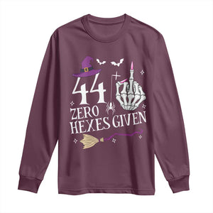 45th Birthday Halloween Long Sleeve Shirt 44 Plus Middle Finger Zero Hexes Given Gift For Women TS14 Maroon Print Your Wear
