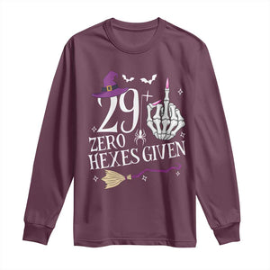 30th Birthday Halloween Long Sleeve Shirt 29 Plus Middle Finger Zero Hexes Given Gift For Women TS14 Maroon Print Your Wear