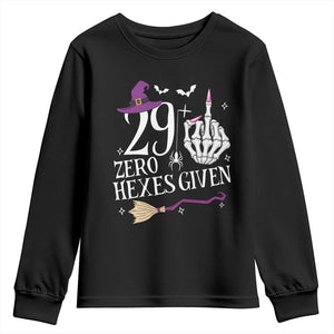 30th Birthday Halloween Youth Sweatshirt 29 Plus Middle Finger Zero Hexes Given Gift For Women TS14 Black Print Your Wear