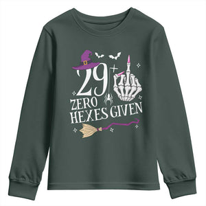 30th Birthday Halloween Youth Sweatshirt 29 Plus Middle Finger Zero Hexes Given Gift For Women TS14 Dark Forest Green Print Your Wear