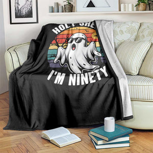 90th Birthday Halloween Ghost Throw Blanket Holy Sheet I'm Ninety