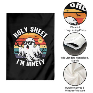 90th Birthday Halloween Ghost Garden Flag Holy Sheet I'm Ninety