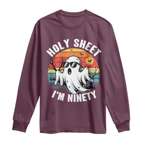 90th Birthday Halloween Ghost Long Sleeve Shirt Holy Sheet I'm Ninety