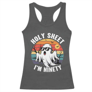 90th Birthday Halloween Ghost Racerback Tank Top Holy Sheet I'm Ninety