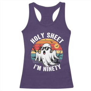 90th Birthday Halloween Ghost Racerback Tank Top Holy Sheet I'm Ninety