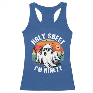 90th Birthday Halloween Ghost Racerback Tank Top Holy Sheet I'm Ninety