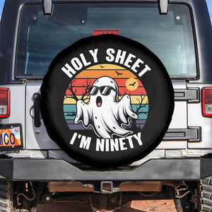 90th Birthday Halloween Ghost Spare Tire Cover Holy Sheet I'm Ninety TS14 No hole Black Print Your Wear