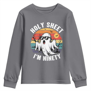 90th Birthday Halloween Ghost Youth Sweatshirt Holy Sheet I'm Ninety