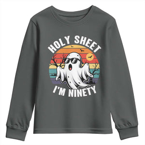 90th Birthday Halloween Ghost Youth Sweatshirt Holy Sheet I'm Ninety