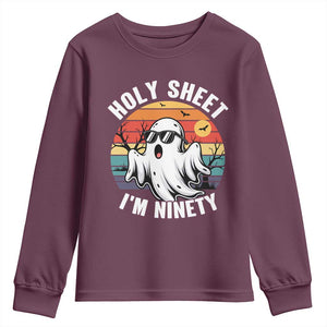 90th Birthday Halloween Ghost Youth Sweatshirt Holy Sheet I'm Ninety