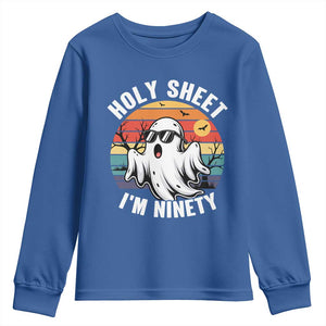 90th Birthday Halloween Ghost Youth Sweatshirt Holy Sheet I'm Ninety