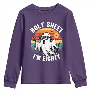 80th Birthday Halloween Ghost Youth Sweatshirt Holy Sheet I'm Eighty