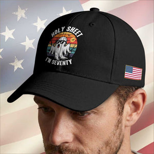 70th Birthday Halloween Ghost Baseball Cap Holy Sheet I'm Seventy
