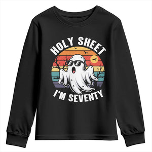 70th Birthday Halloween Ghost Youth Sweatshirt Holy Sheet I'm Seventy