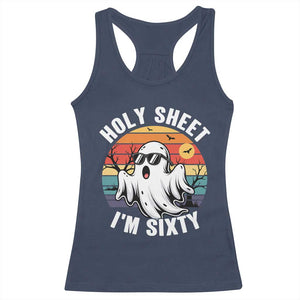60th Birthday Halloween Ghost Racerback Tank Top Holy Sheet I'm Sixty