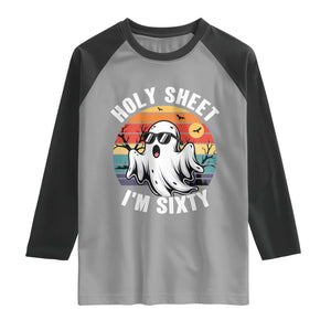 60th Birthday Halloween Ghost Raglan Shirt Holy Sheet I'm Sixty