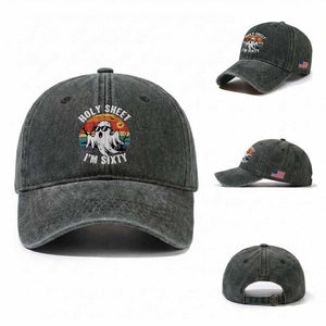 60th Birthday Halloween Ghost Washed Cotton Baseball Cap Holy Sheet I'm Sixty
