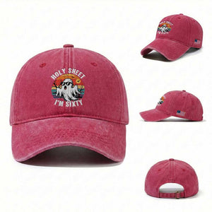 60th Birthday Halloween Ghost Washed Cotton Baseball Cap Holy Sheet I'm Sixty