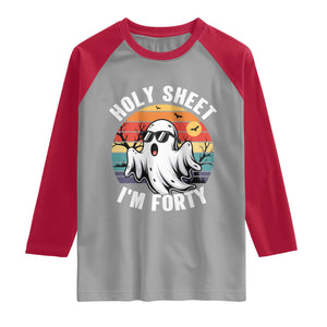 40th Birthday Halloween Ghost Raglan Shirt Holy Sheet I'm Forty