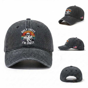 40th Birthday Halloween Ghost Washed Cotton Baseball Cap Holy Sheet I'm Forty