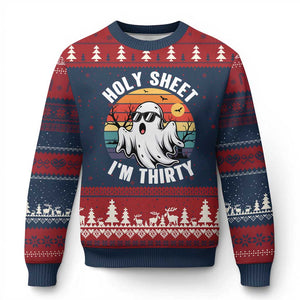 30th Birthday Halloween Ghost Ugly Christmas Sweater Holy Sheet I'm Thirty