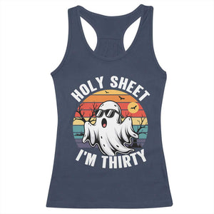 30th Birthday Halloween Ghost Racerback Tank Top Holy Sheet I'm Thirty