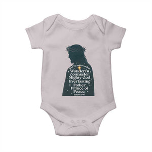 Christian Jesus Baby Onesie Cross Bible Verse Inspirational Isalah 9:6 TS14 Ice Gray Print Your Wear