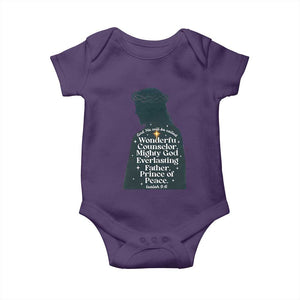 Christian Jesus Baby Onesie Cross Bible Verse Inspirational Isalah 9:6 TS14 Purple Print Your Wear