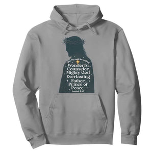 Christian Jesus Hoodie Cross Bible Verse Inspirational Isalah 9:6 TS14 Sport Gray Print Your Wear
