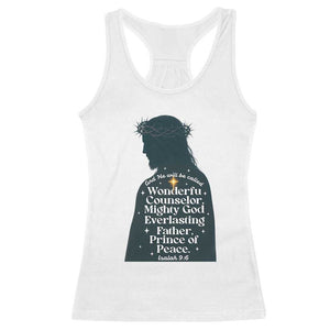 Christian Jesus Racerback Tank Top Cross Bible Verse Inspirational Isalah 9:6 TS14 White Print Your Wear