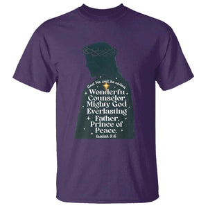 Christian Jesus T Shirt Cross Bible Verse Inspirational Isalah 9:6 TS14 Purple Print Your Wear