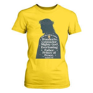 Christian Jesus T Shirt For Women Cross Bible Verse Inspirational Isalah 9:6 TS14 Daisy Print Your Wear