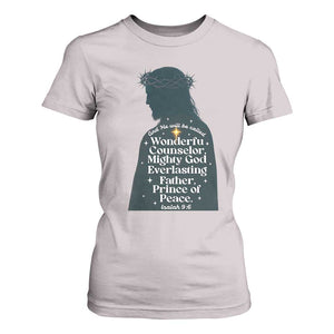 Christian Jesus T Shirt For Women Cross Bible Verse Inspirational Isalah 9:6 TS14 Ice Gray Print Your Wear