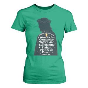 Christian Jesus T Shirt For Women Cross Bible Verse Inspirational Isalah 9:6 TS14 Irish Green Print Your Wear