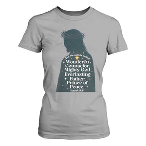 Christian Jesus T Shirt For Women Cross Bible Verse Inspirational Isalah 9:6 TS14 Sport Gray Print Your Wear
