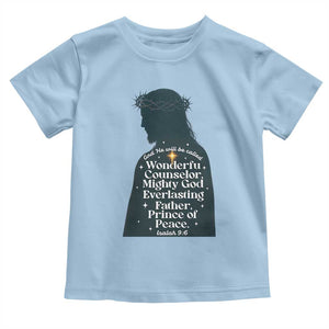Christian Jesus Toddler T Shirt Cross Bible Verse Inspirational Isalah 9:6 TS14 Light Blue Print Your Wear