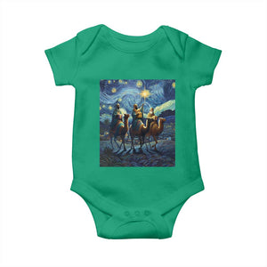 Three Kings Baby Onesie Nativity Scene Starry Night Christian Christmas TS14 Irish Green Print Your Wear