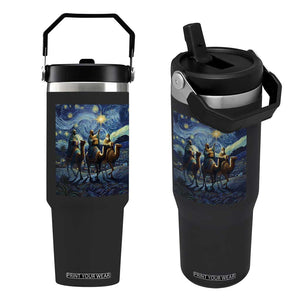 Three Kings Flip Straw Tumbler Nativity Scene Starry Night Christian Christmas TS14 One Size: 30 oz Black Print Your Wear