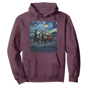 Three Kings Hoodie Nativity Scene Starry Night Christian Christmas TS14 Maroon Print Your Wear