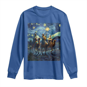 Three Kings Long Sleeve Shirt Nativity Scene Starry Night Christian Christmas TS14 Royal Blue Print Your Wear