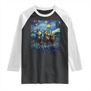 Three Kings Raglan Shirt Nativity Scene Starry Night Christian Christmas TS14 Black White Print Your Wear