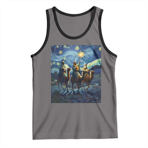 Three Kings Tank Top Nativity Scene Starry Night Christian Christmas TS14 Deep Heather Black Print Your Wear