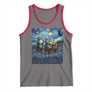 Three Kings Tank Top Nativity Scene Starry Night Christian Christmas TS14 Deep Heather Red Print Your Wear