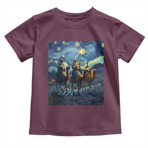 Three Kings Toddler T Shirt Nativity Scene Starry Night Christian Christmas TS14 Maroon Print Your Wear