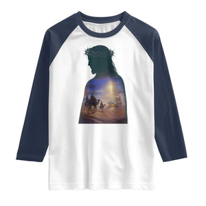 Three Wise Men Nativity Scene Raglan Shirt Christian Jesus Faith TS14 White Navy Print Your Wear