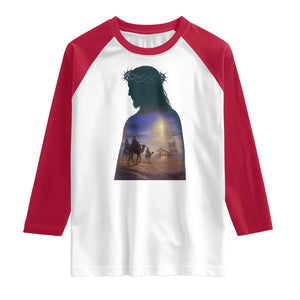 Three Wise Men Nativity Scene Raglan Shirt Christian Jesus Faith TS14 White Red Print Your Wear