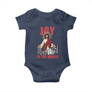 Jesus Christmas Baby Onesie Joy To The World Christian TS14 Navy Print Your Wear