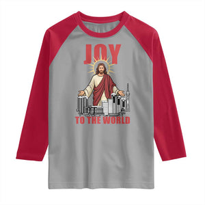 Jesus Christmas Raglan Shirt Joy To The World Christian TS14 Sport Gray Red Print Your Wear